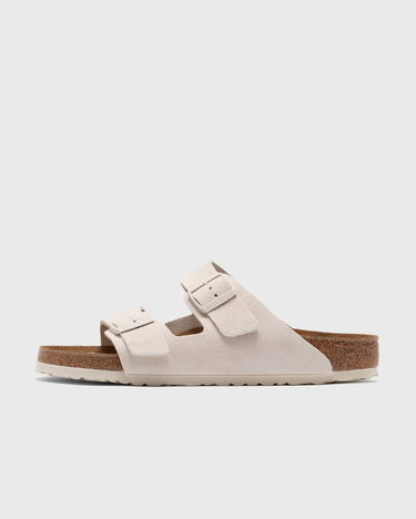 Кецове и обувки Birkenstock Men's Arizona Slim Fit Suede Double Strap Sandals - Antique White Бежово | 1026817, 2