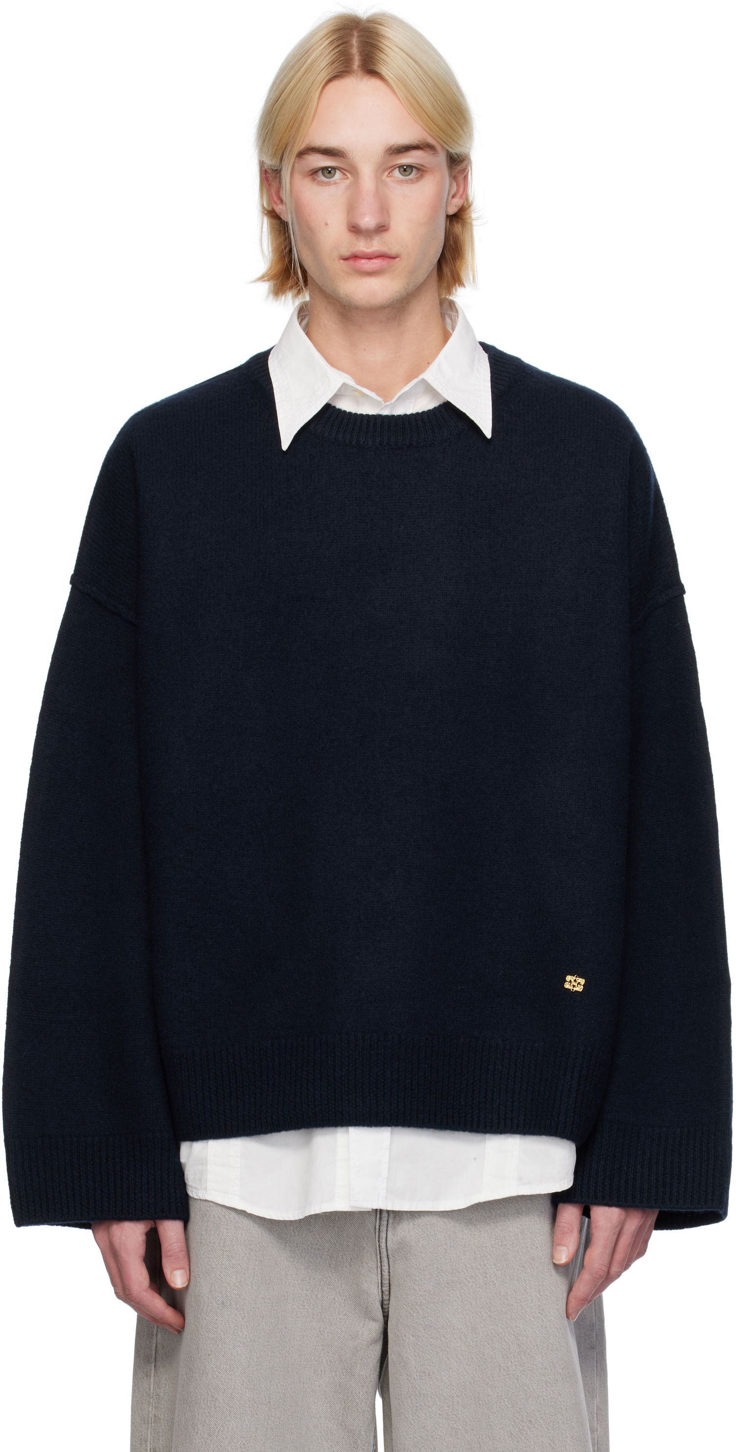 Пуловер GANNI Wool Crewneck Sweater Черно | K2296, 0