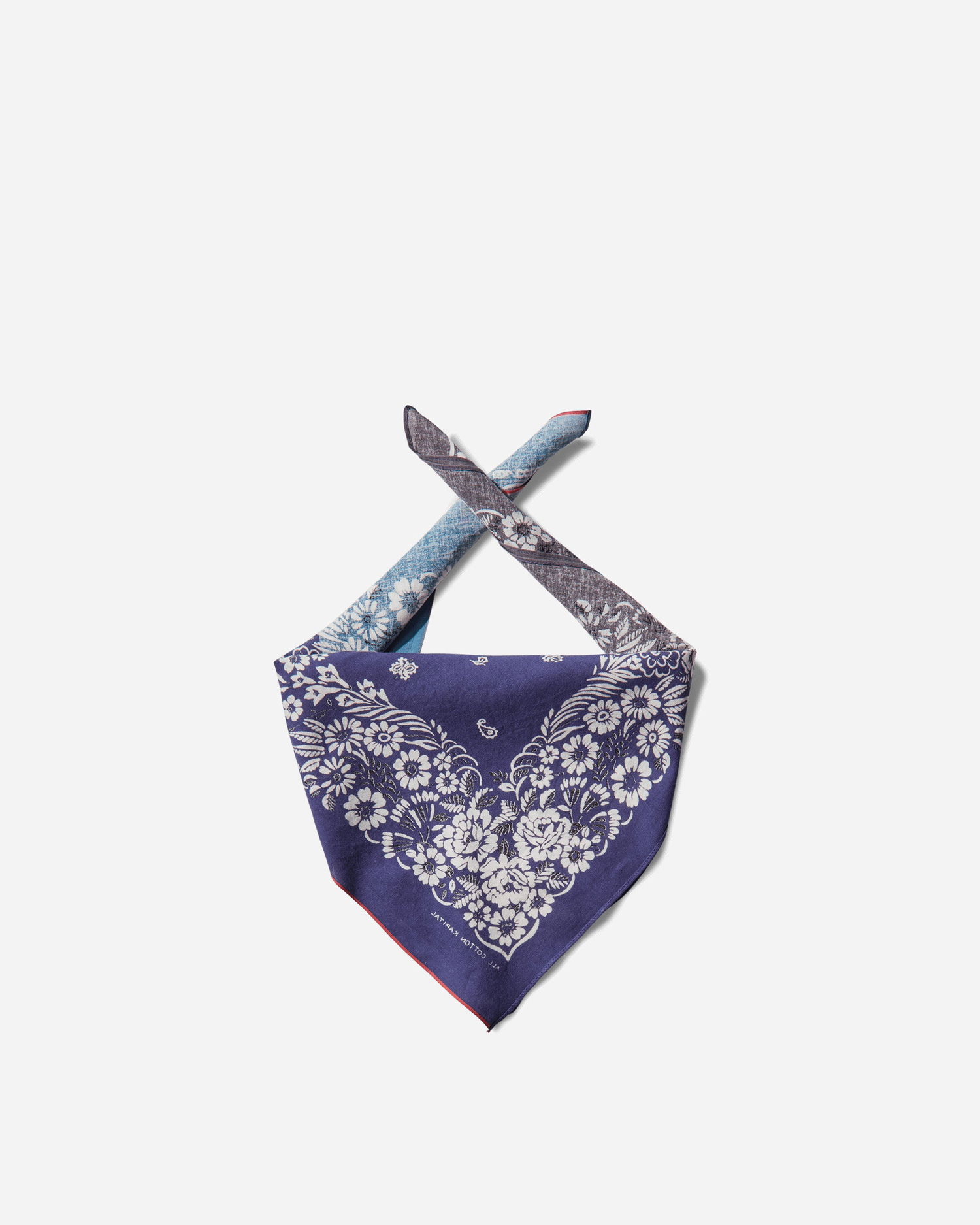 Шал KAPITAL Selvedge Bandana with Garden Patchwork Print Лилаво | EK-1633BA PURPLE, 1