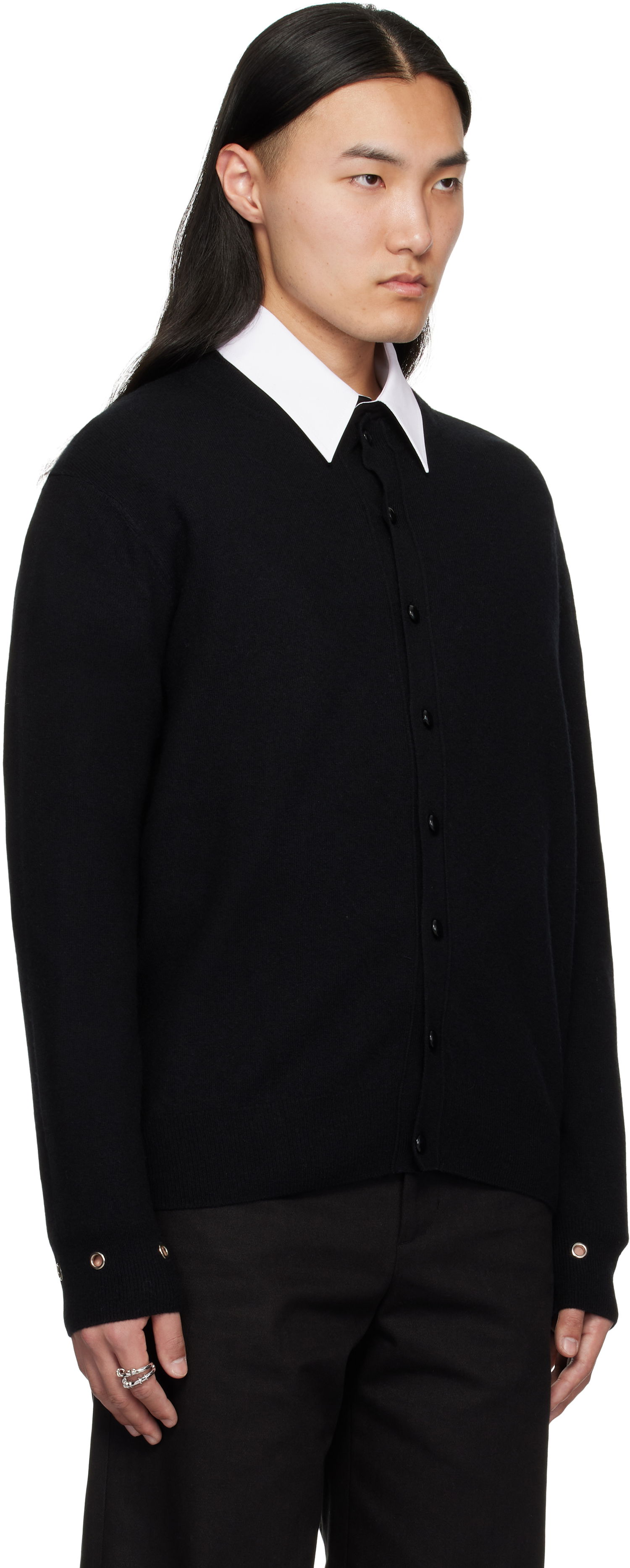 Пуловер We11done We11done Eyelet Detail Cardigan Черно | WD-KC0-25-617-U-BK, 1