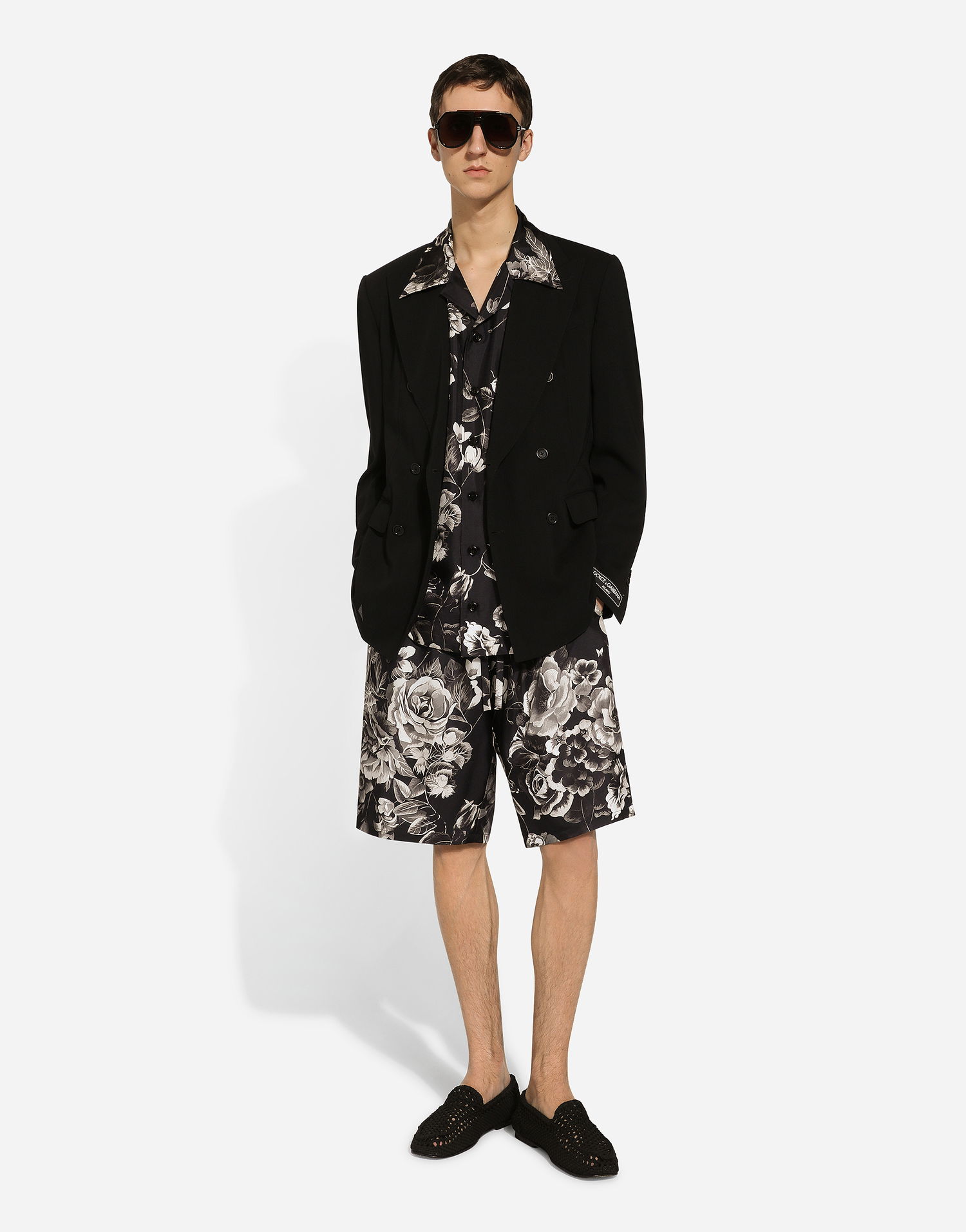 Къси панталони Dolce & Gabbana Floral-Print Silk Shorts Черно | GV37ATIS1VSHN5DY, 1