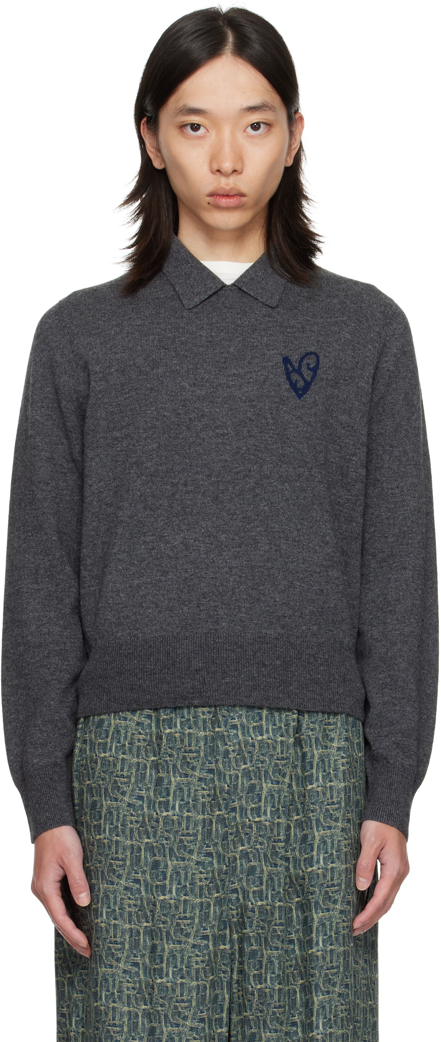 Пуловер Acne Studios Acne Studios Yak Wool Polo Sweater Сиво | B60380-, 0