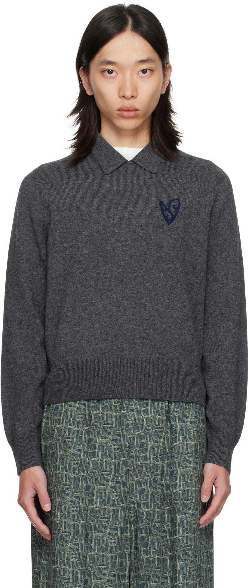 Пуловер Acne Studios Acne Studios Yak Wool Polo Sweater Сиво | B60380-