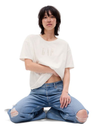 Тениска GAP Logo Easy Bf Tee Бяло | 627139-01