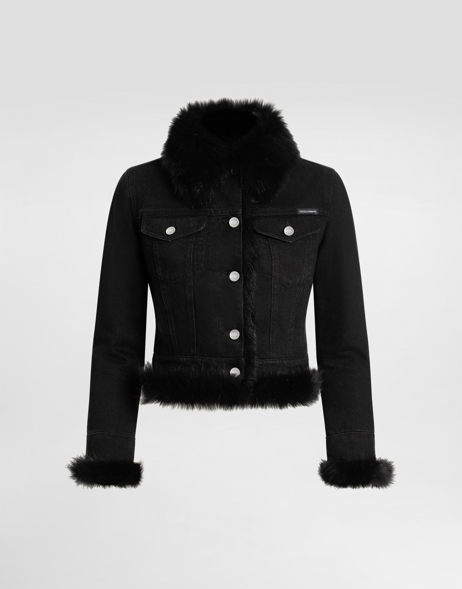 Яке Dolce & Gabbana Dolce & Gabbana Fur-Lined Denim Jacket Черно | F9S97ZG8OD8S9001, 0