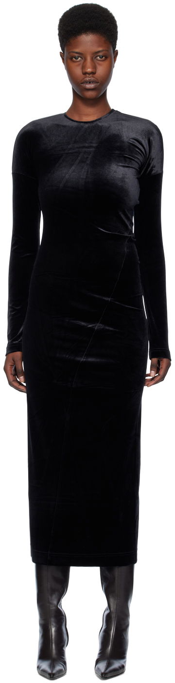 Pокля TOTEME Twisted Velvet Midi Dress Черно | 234-WRD824-FB0078, 0