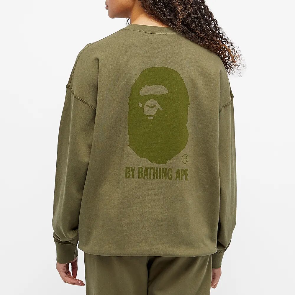 Суитчър BAPE Oversized Ape Logo Crew Sweat Зелено | 001SWH802503L-GRN, 0