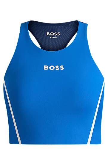 Сутиен BOSS BOSS Cropped Top With Mesh Details Синьо | 50520068