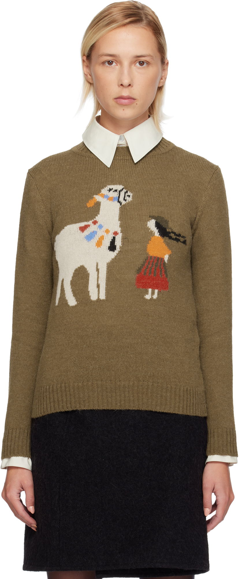 Пуловер Max Mara Weekend Nitra Knit Graphic Sweater Зелено | 2525366292600