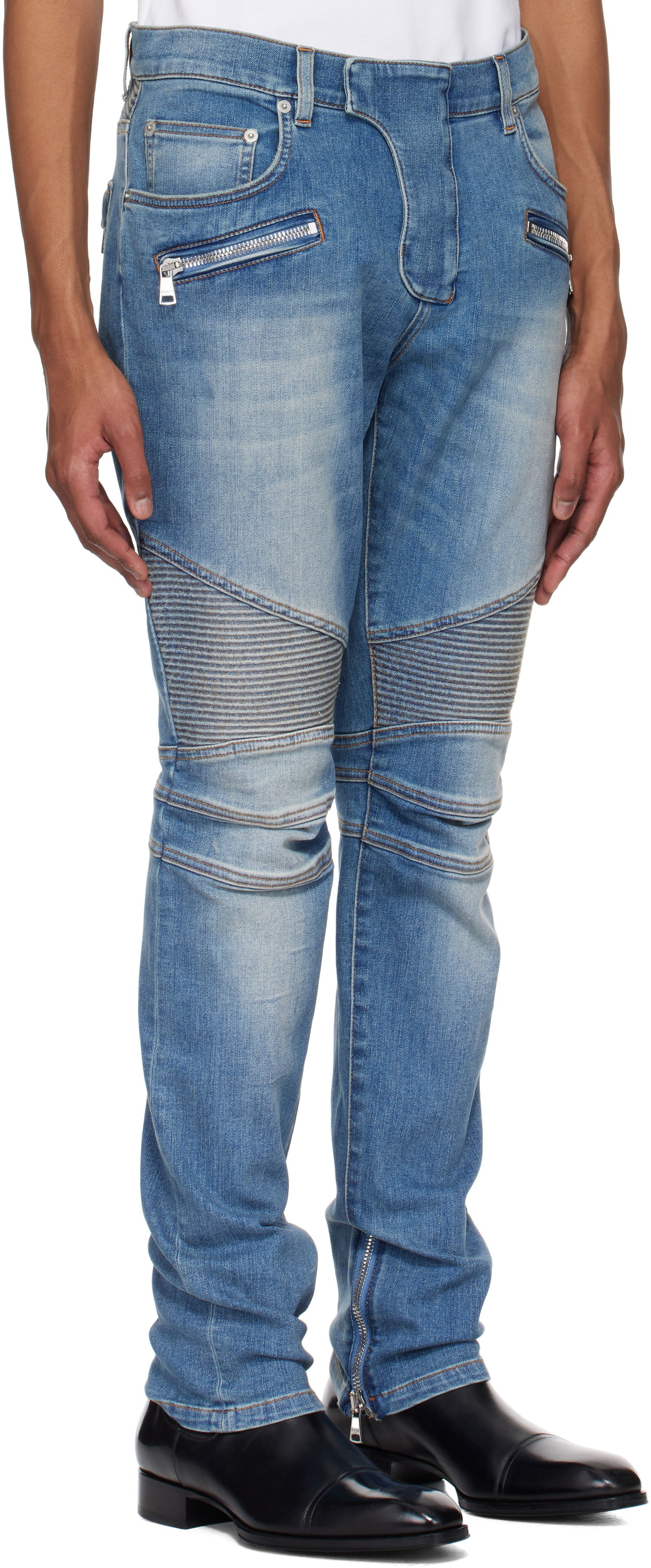 Дънки Balmain Balmain Slim-Fit Biker Jeans Синьо | EH1MG115DF44, 1