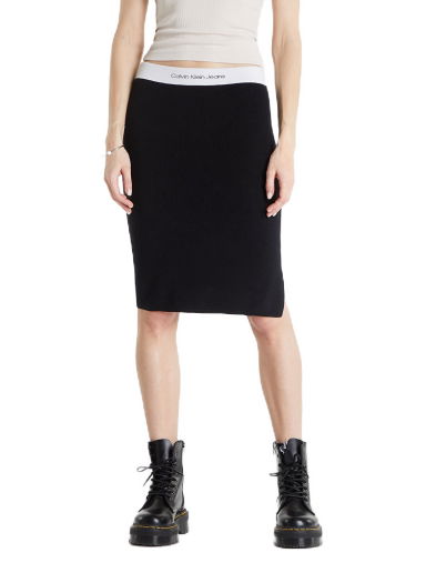 Пола CALVIN KLEIN Contrast Waistband Knitted Skirt Черно | J20J218855 BEH