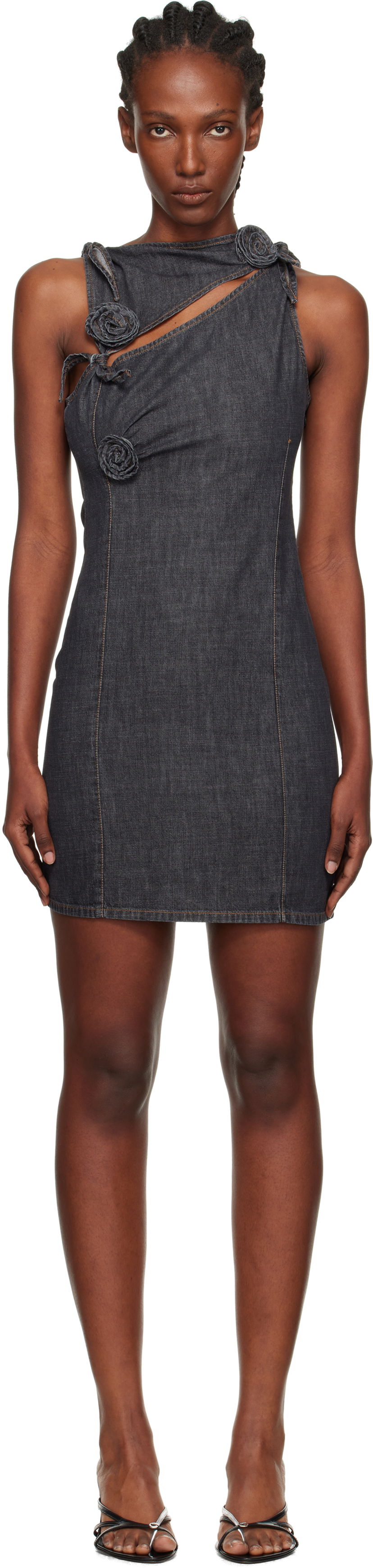 Pокля Coperni Flower Denim Minidress Сиво | COPR158F2046