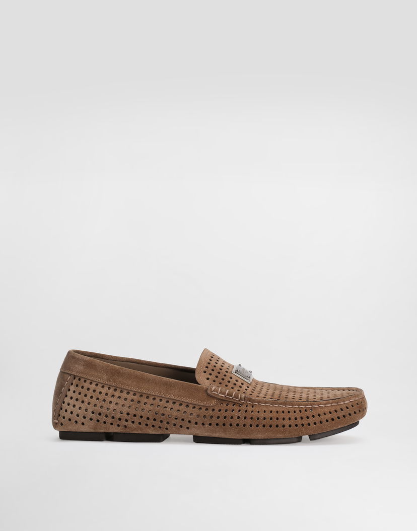 Аксесоари Dolce & Gabbana Dolce & Gabbana DG Driver Perforated Split Calfskin Loafers Кафяво | A50713AE00380024