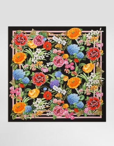 Шал Dolce & Gabbana Dolce & Gabbana Floral Print Silk Twill Square Scarf Черно | FN090RGDCV9H45KU, 2