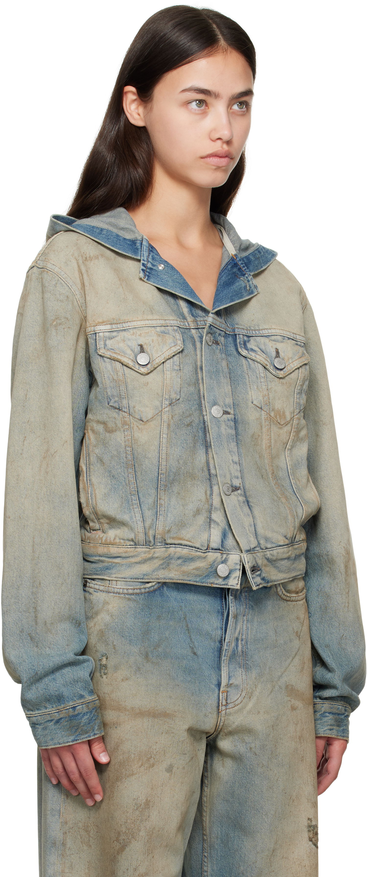 Яке Acne Studios Acne Studios Hooded Denim Jacket Синьо | C90199-, 1