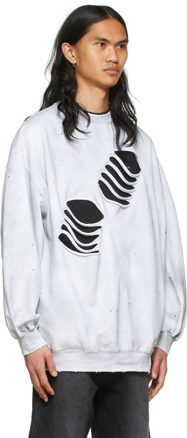 Суитчър We11done We11done Men's Distressed Graphic Sweatshirt Бяло | WD-TS1-22-713-U-WH, 1