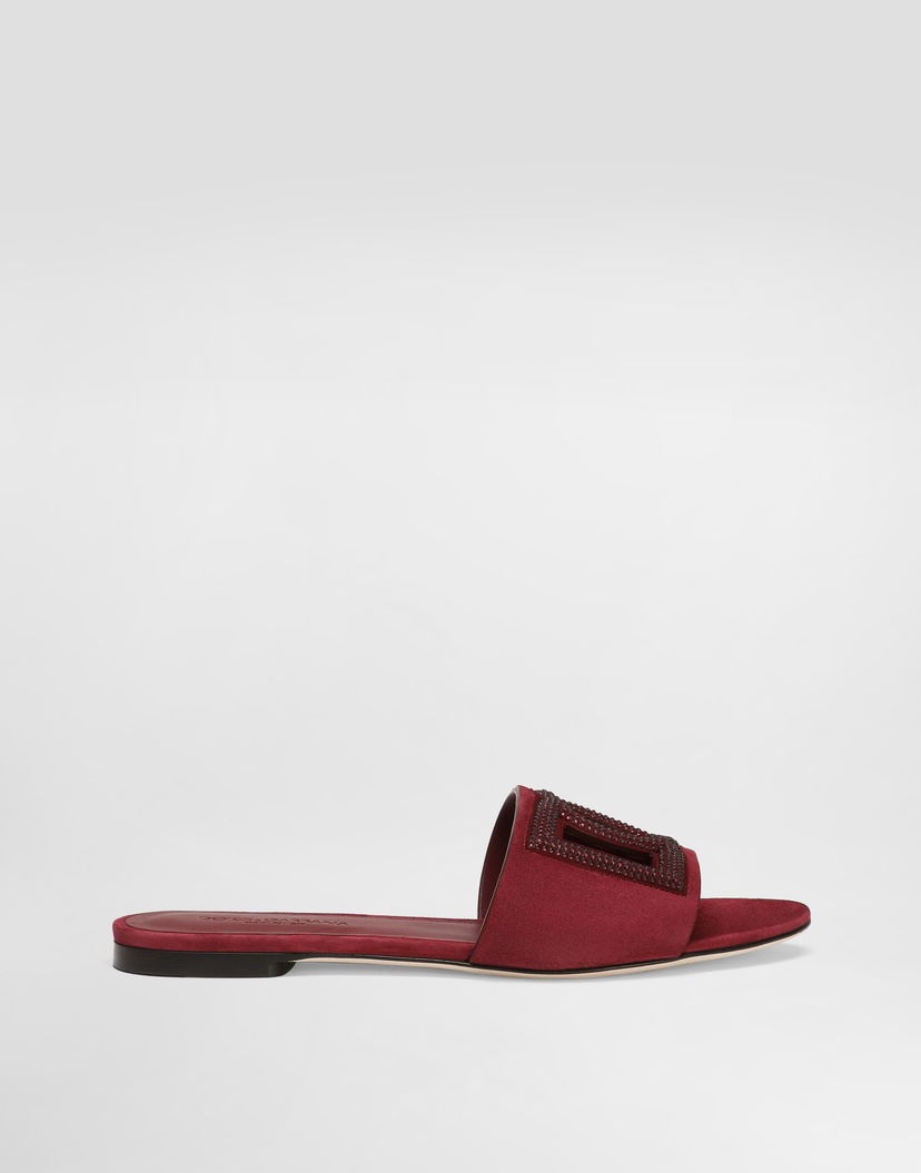 Аксесоари Dolce & Gabbana Dolce & Gabbana Suede Rhinestone Slides Бургунди | CQ0666AV1488G305