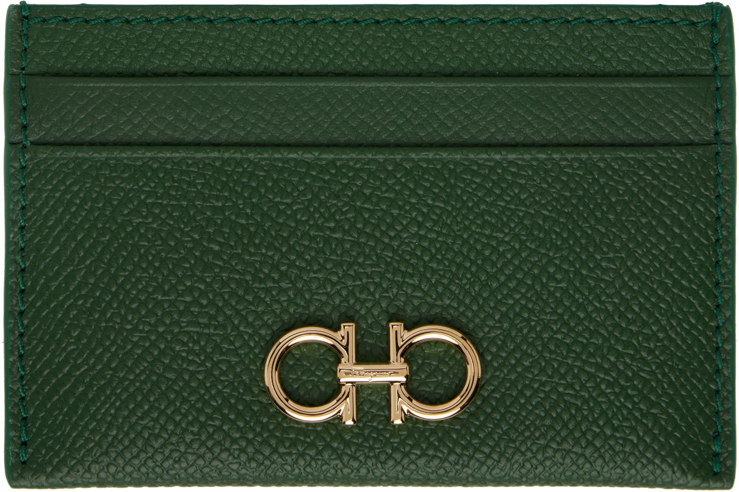 Портфейл FERRAGAMO Salvatore Ferragamo Gancini Card Holder Зелено | 779141, 0