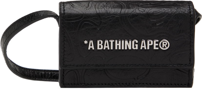 Портфейл BAPE Mini Embossed Leather Wallet Черно | 001SGK801306M