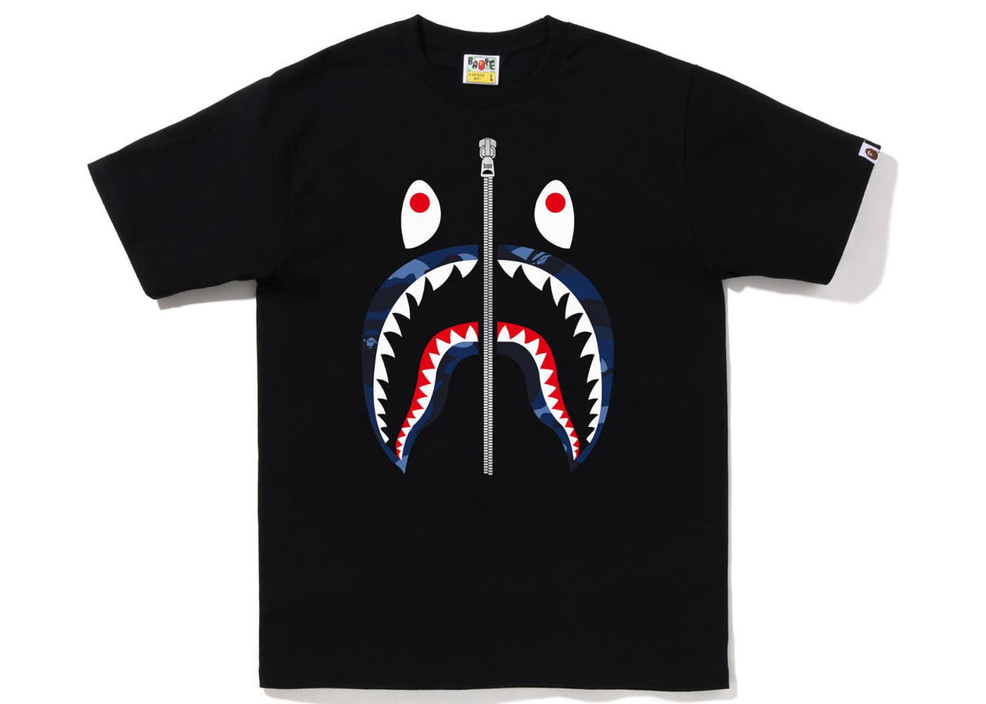Тениска BAPE Color Camo Silver Zip Shark Tee Черно | 1I70-110-018, 0