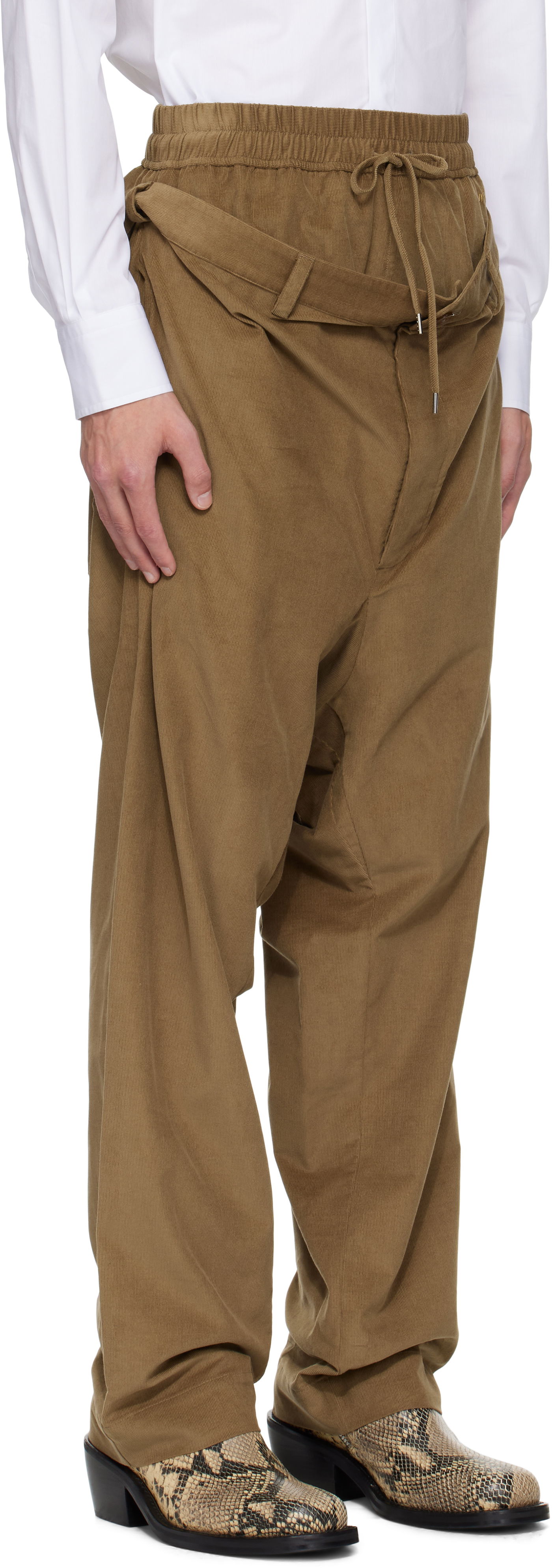 Панталони Vivienne Westwood Vivienne Westwood Builder Drop Crotch Corduroy Trousers Кафяво | 2F01001R-W0186-, 1