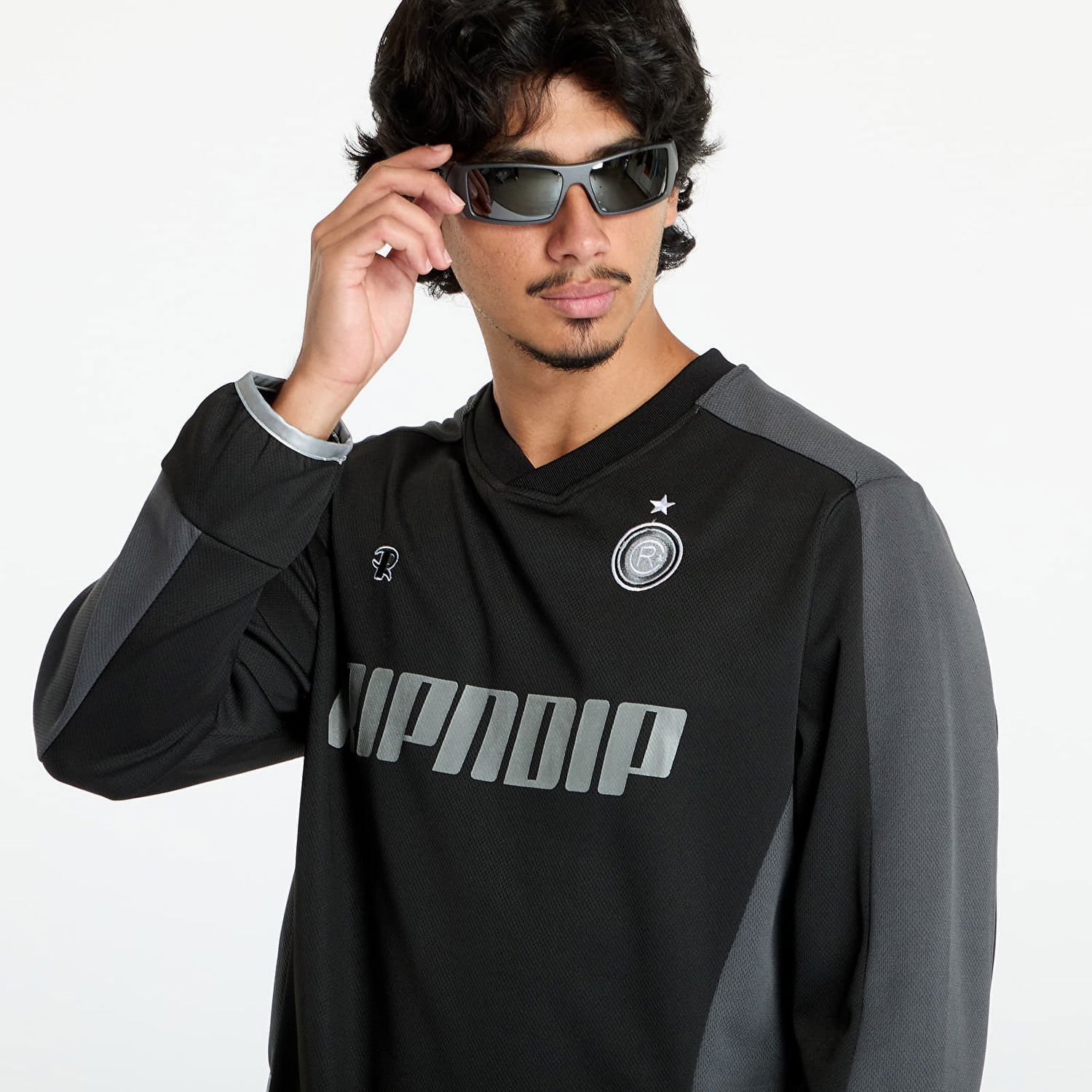 Фланелка RIPNDIP Jersey Fc Long Sleeve Soccer Jersey Black/ Light Blue S Черно | RNDFAL24105, 1
