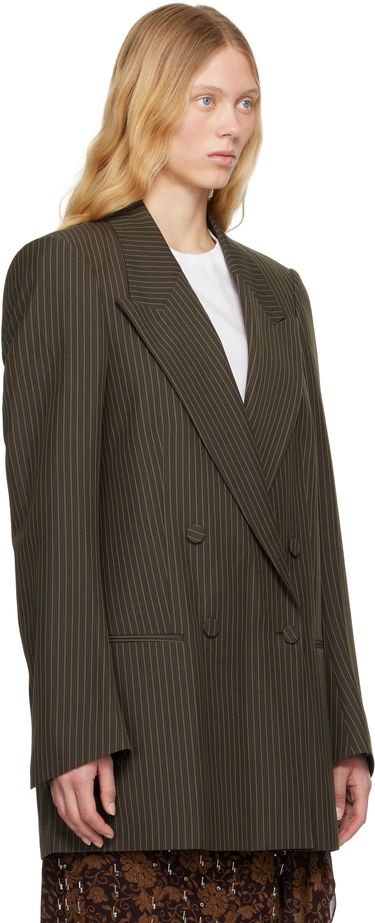 Яке Dries Van Noten Dries Van Noten Pinstriped Double-Breasted Blazer Кафяво | 251-010409-1065, 1