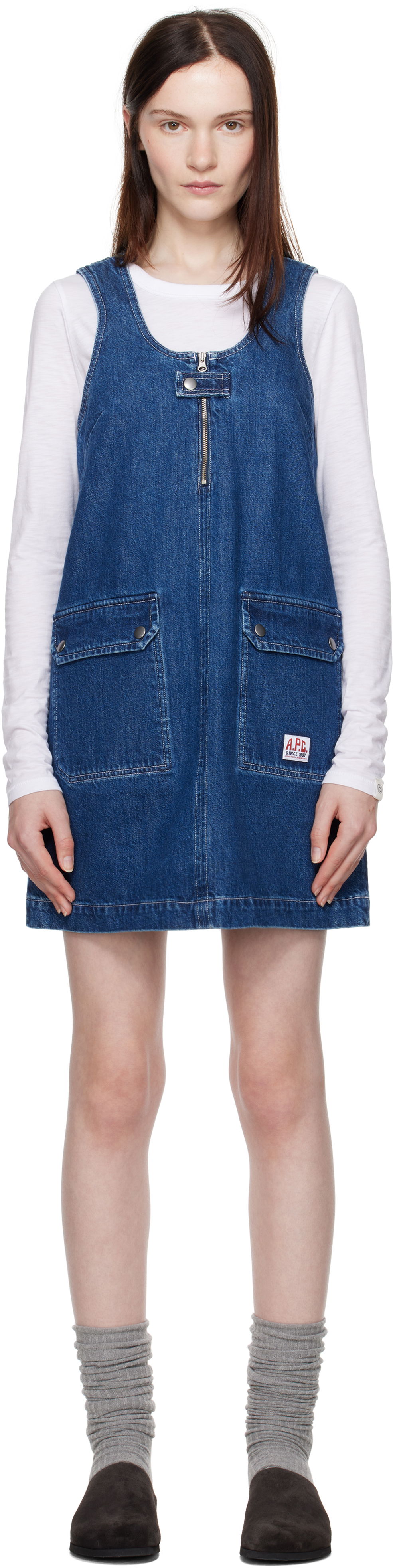 Pокля A.P.C. Designer Denim Minidress Синьо | COHET-F35145, 0