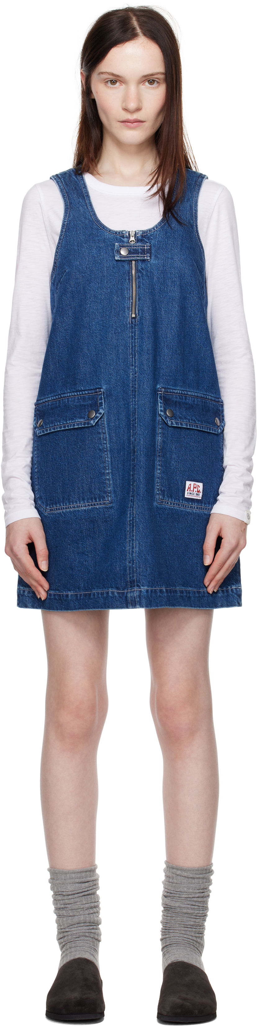 Pокля A.P.C. Designer Denim Minidress Синьо | COHET-F35145