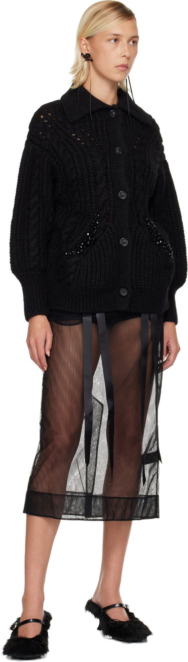 Пуловер Simone Rocha Simone Rocha Sculpted Chunky Knit Cardigan Черно | MZMK1B 0665, 3