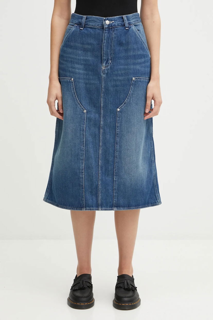 Пола Carhartt WIP Denim Double Knee Midi Skirt Синьо | I035880.014L