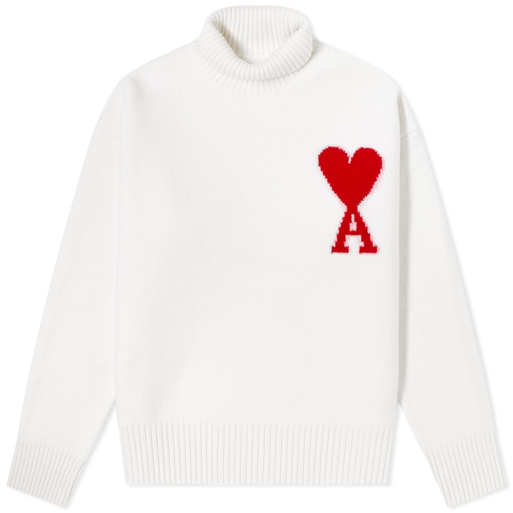 Пуловер AMI ADC Large Funnel Knit Sweater Бяло | BFUKS402-018154, 0