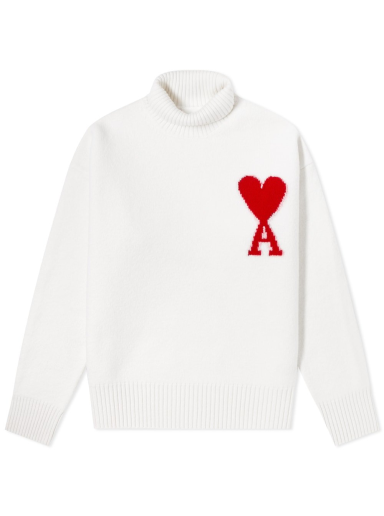 Пуловер AMI ADC Large Funnel Knit Sweater Бяло | BFUKS402-018154