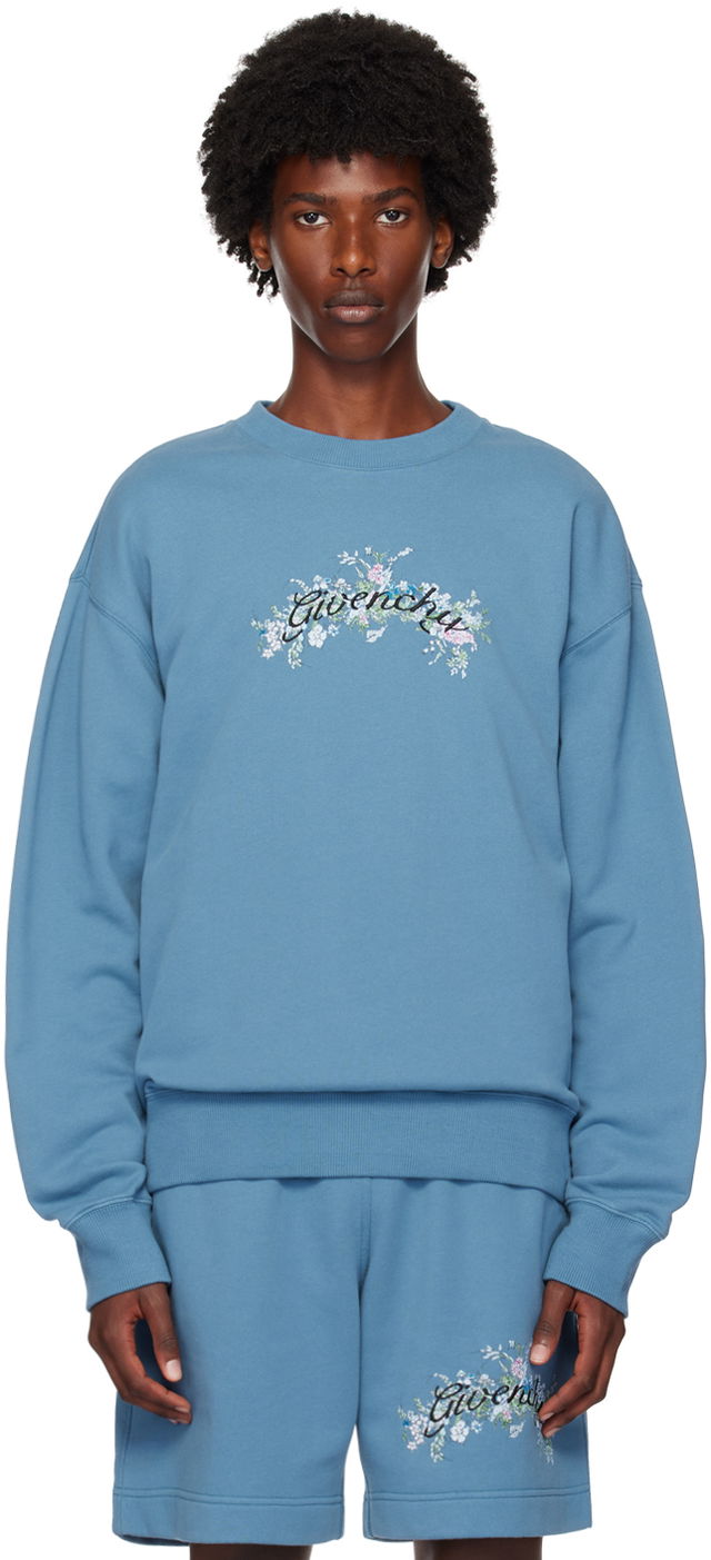 Blue Floral Logo Sweatshirt