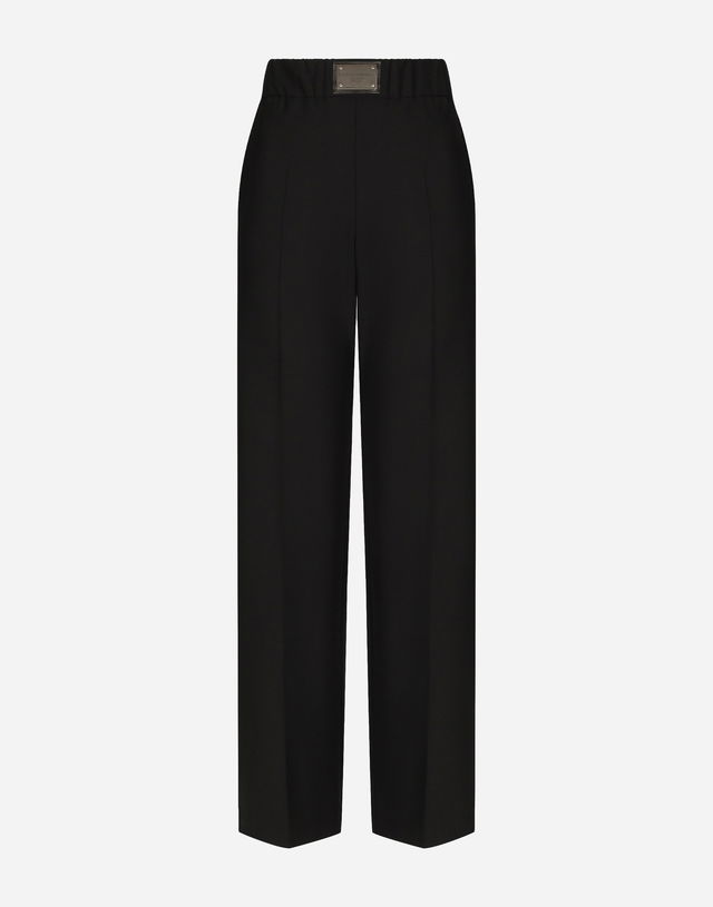 Flared Wool Pants With Logo Tag