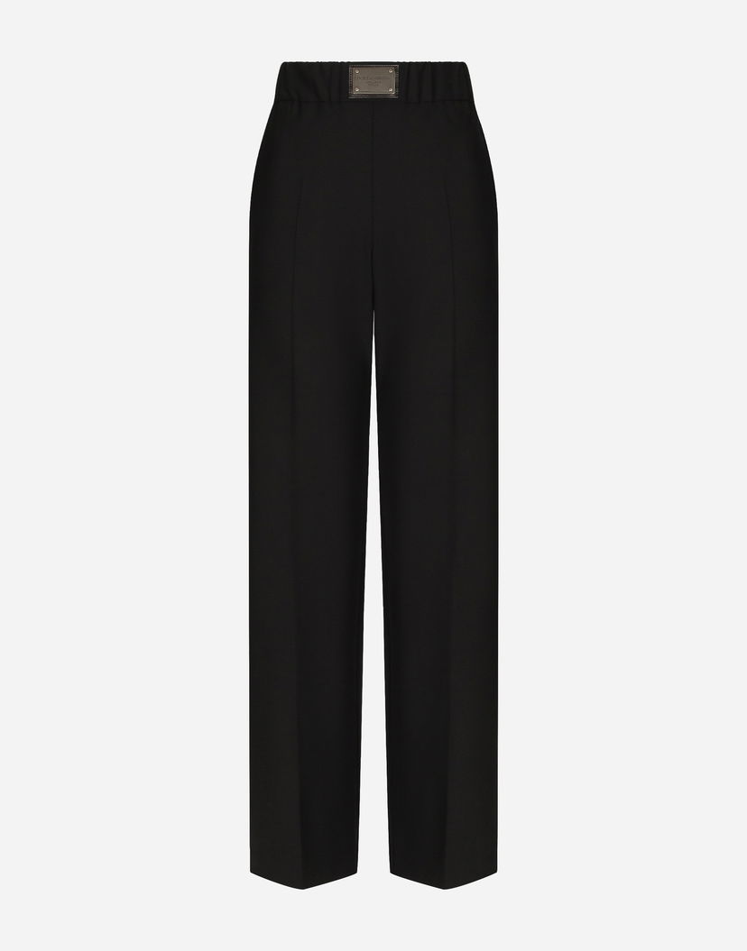 Панталони Dolce & Gabbana Flared Wool Pants With Logo Tag Черно | FTCZJTGDBWSN0000