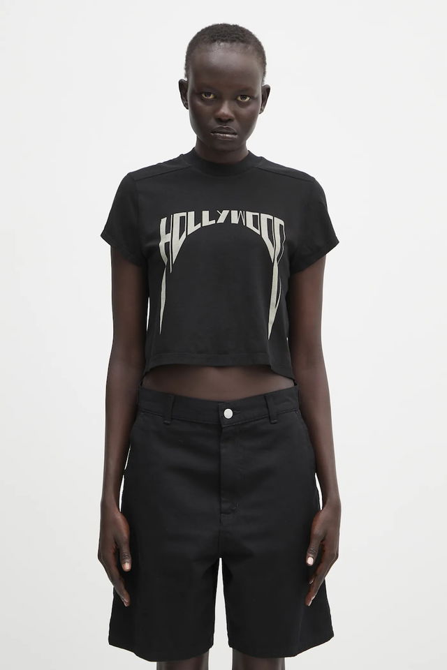 Rick Owens DRKSHDW Cropped Small Level T-Shirt Hollywood Print