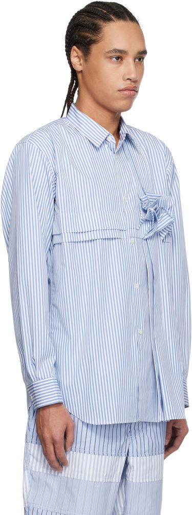 Риза Comme des Garçons Comme des Garçons Yarn Dyed Stripe 3D Roses Shirt Синьо | FO-B039-051, 1
