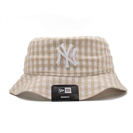 Шапка New Era MLB Womens Gingham Tapered Bucket New York Yankees Бежово | 60298643