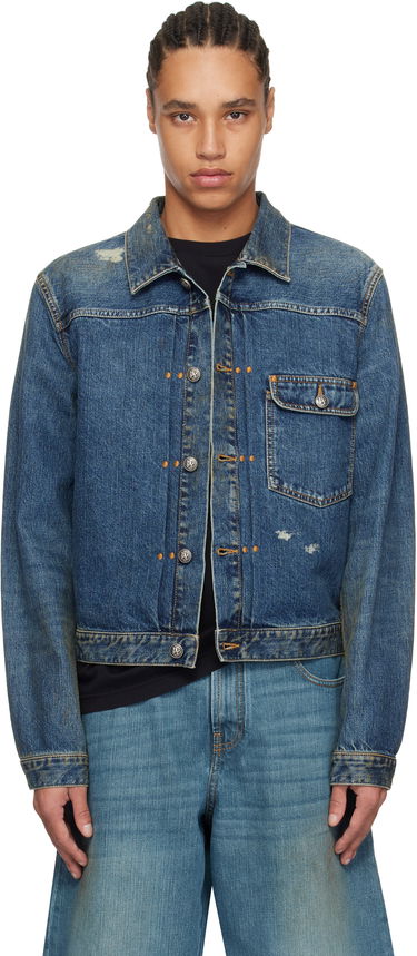 Яке Palm Angels Palm Angels Curved Logo Denim Jacket Синьо | PMYE055S25DEN0014540, 0