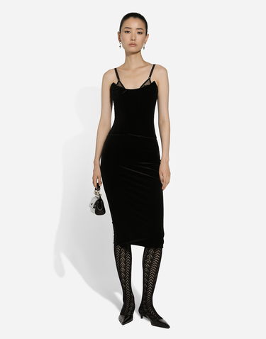 Pокля Dolce & Gabbana Velvet Calf-length Corset Dress Черно | F6IAITFUWD6N0000, 1