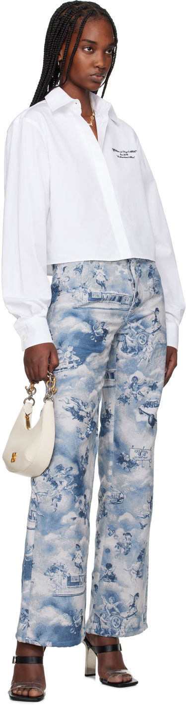 Риза Off-White Off-White Poplin Boxy Cropped Shirt Бяло | OWGE02AS25FAB0010110, 3