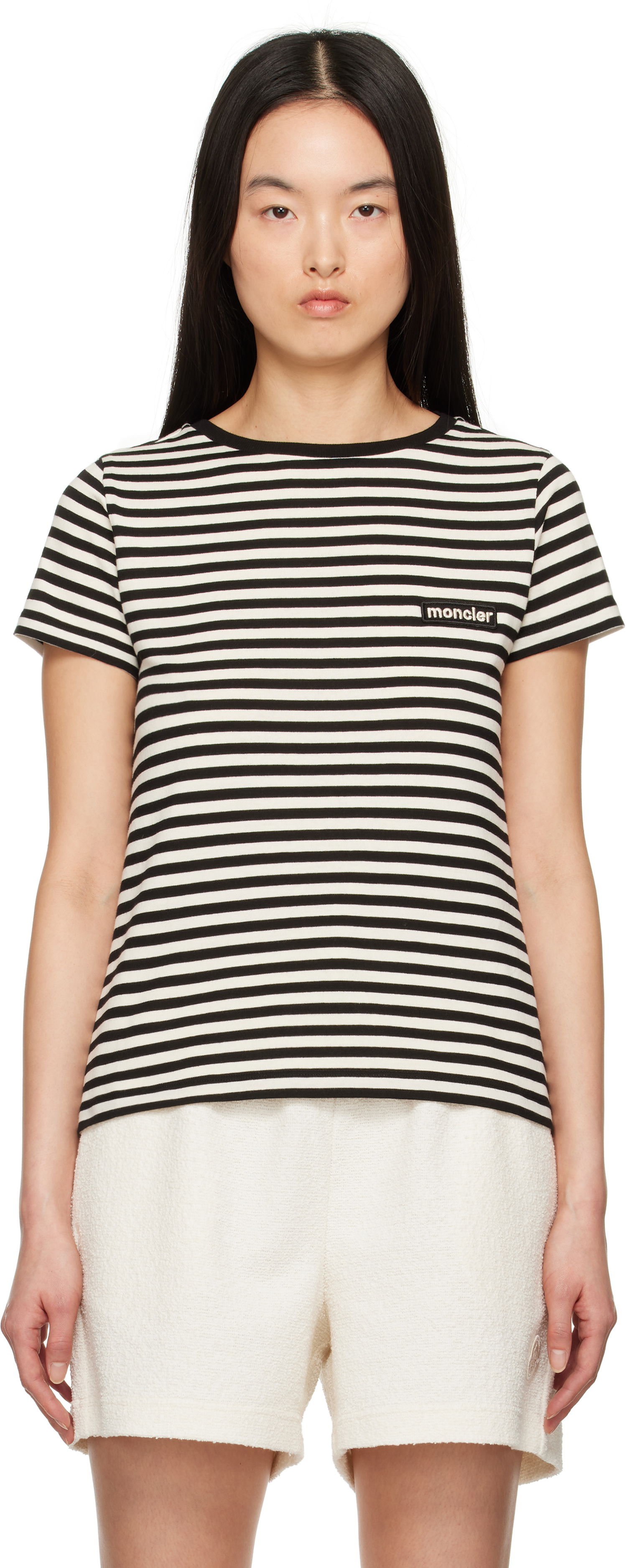 Тениска Moncler Moncler Striped T-Shirt Черно | K10938C0004989AZC, 0