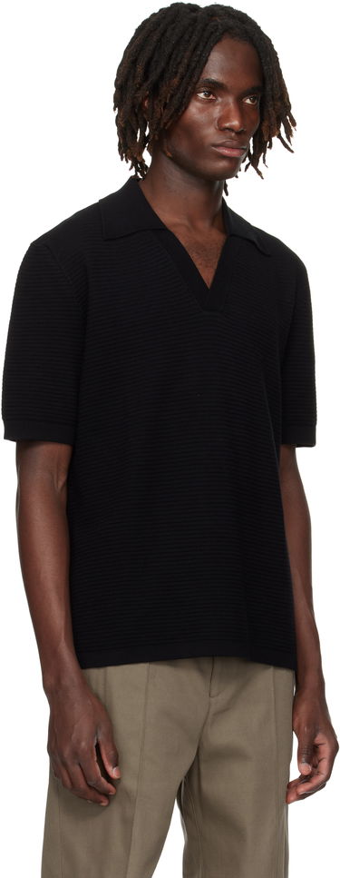 Поло тениска A.P.C. A.P.C. Livio Knit Polo Черно | COGDK-H23413, 1