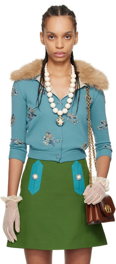 Пуловер Valentino Valentino Embroidered Knit Cardigan Синьо | 6B3KA09Q91R, 0