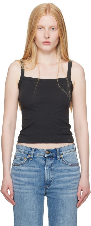 Потник rag & bone Rag & Bone Slub Square Neck Tank Top Черно | WCC25ST010CH10, 0