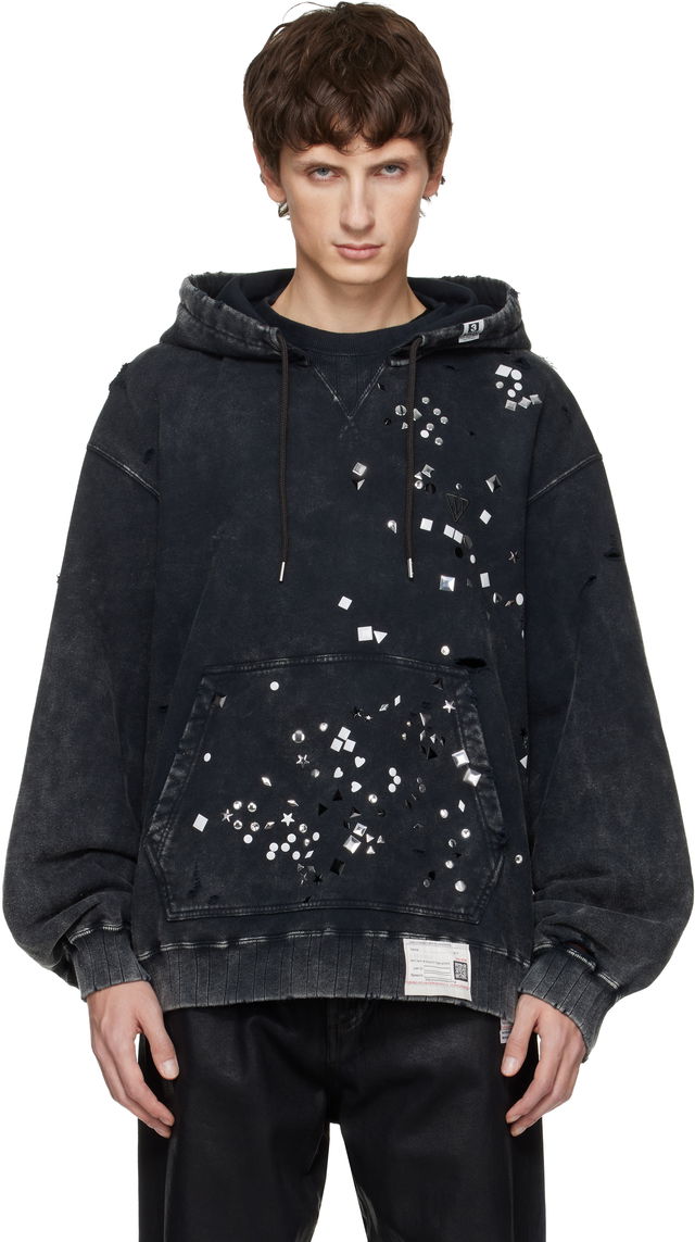 Mihara Yasuhiro Embellished Bleached Distressed Hoodie
