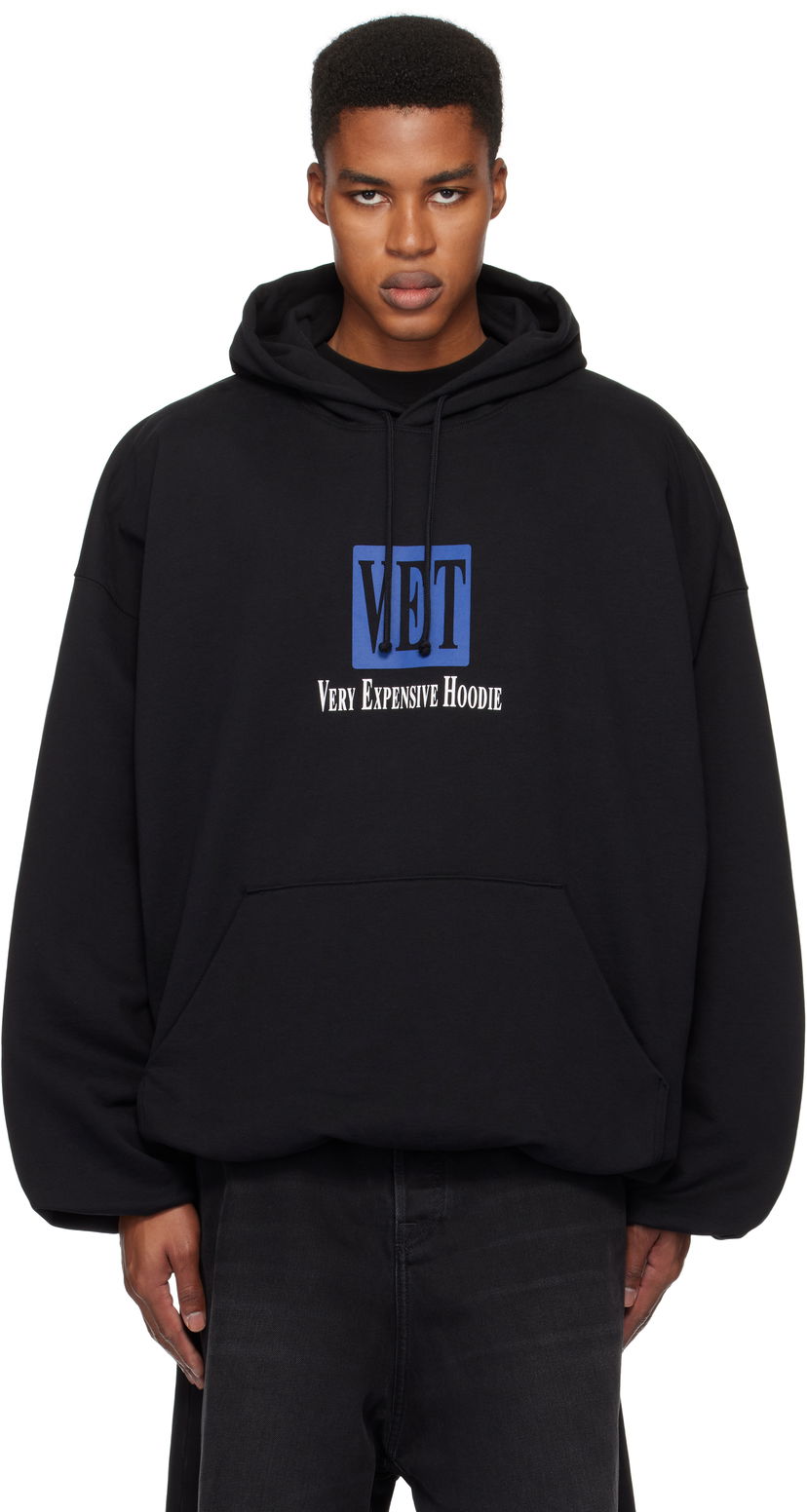 Суитчър VETEMENTS 'VET' Cropped Boxy Hoodie Черно | UA66HD640B