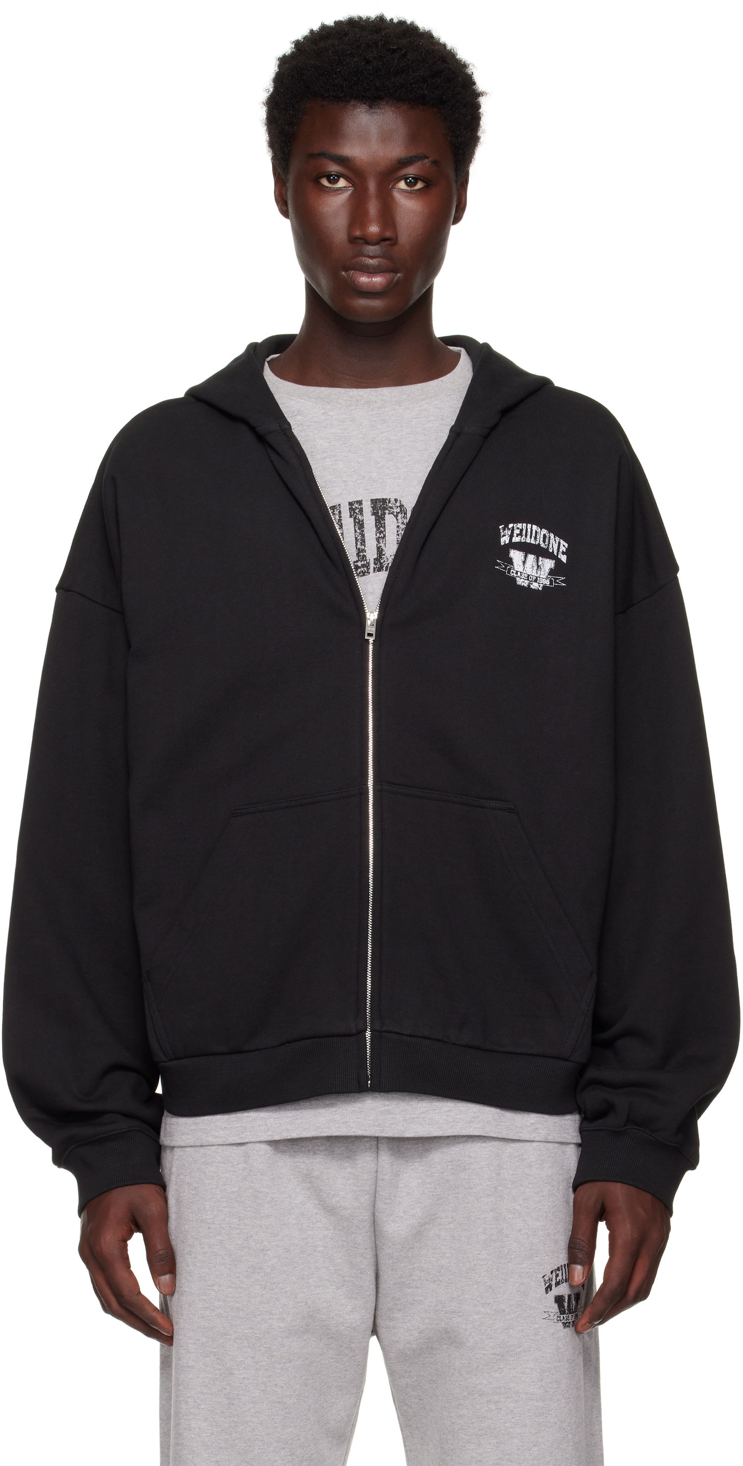 Суитчър We11done We11done Collegiate Zip-Up Hoodie Черно | WD-TJ2-25-846-U-BK, 0