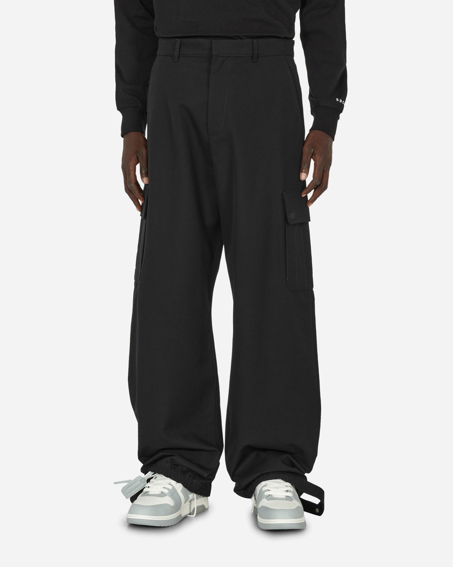 Карго панталони Off-White Embroidered Wool Cargo Pants Black Черно | OMCF037F23FAB001 1010, 1